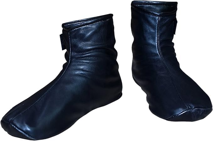 SILFUR Men & Women Black Sheep Leather Socks