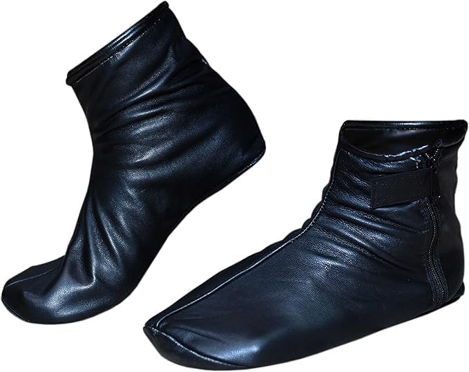 SILFUR Men & Women Black Sheep Leather Socks