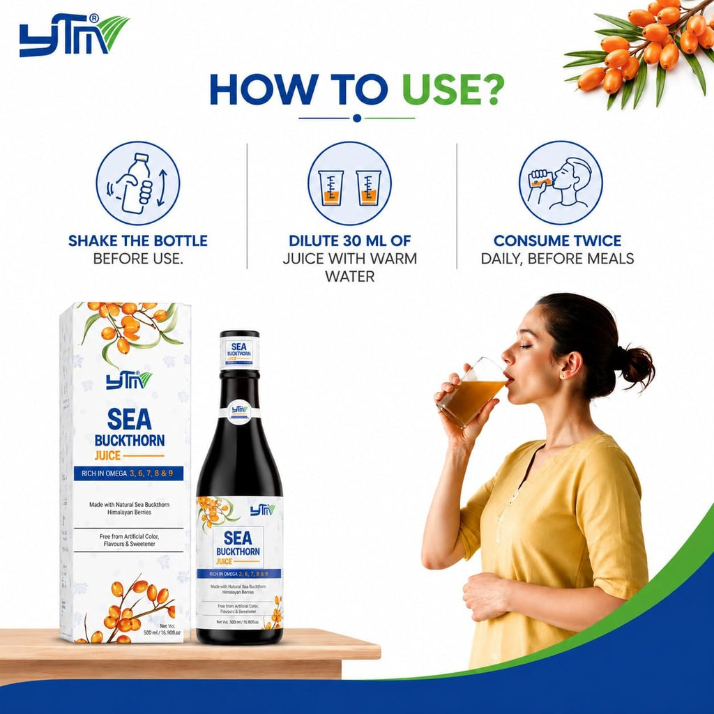 YTM Sea Buckthorn Juice 500 ml | Herbal Wellness Drink