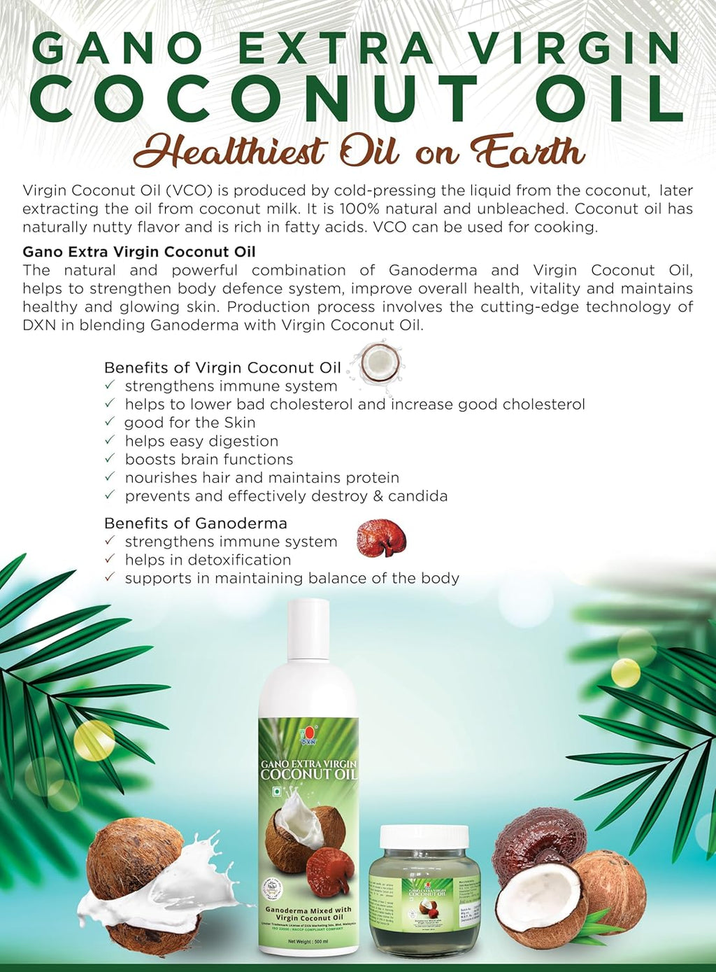 DXN Gano Extra Virgin Coconut Oil (Jar)