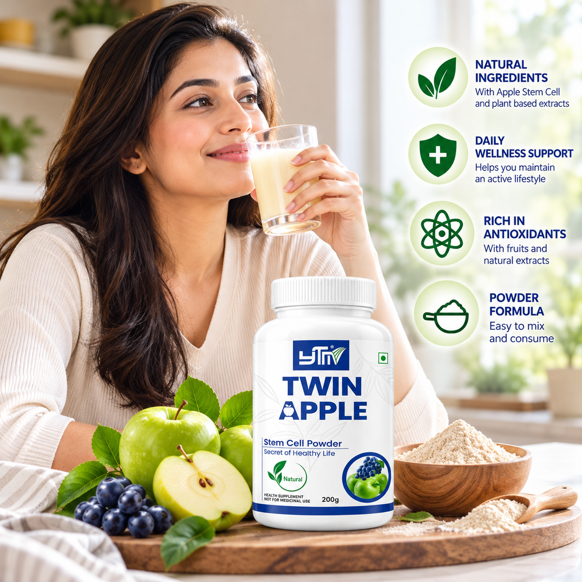 YTM Twin Apple Stem Cell Powder 200g | Health Supplement