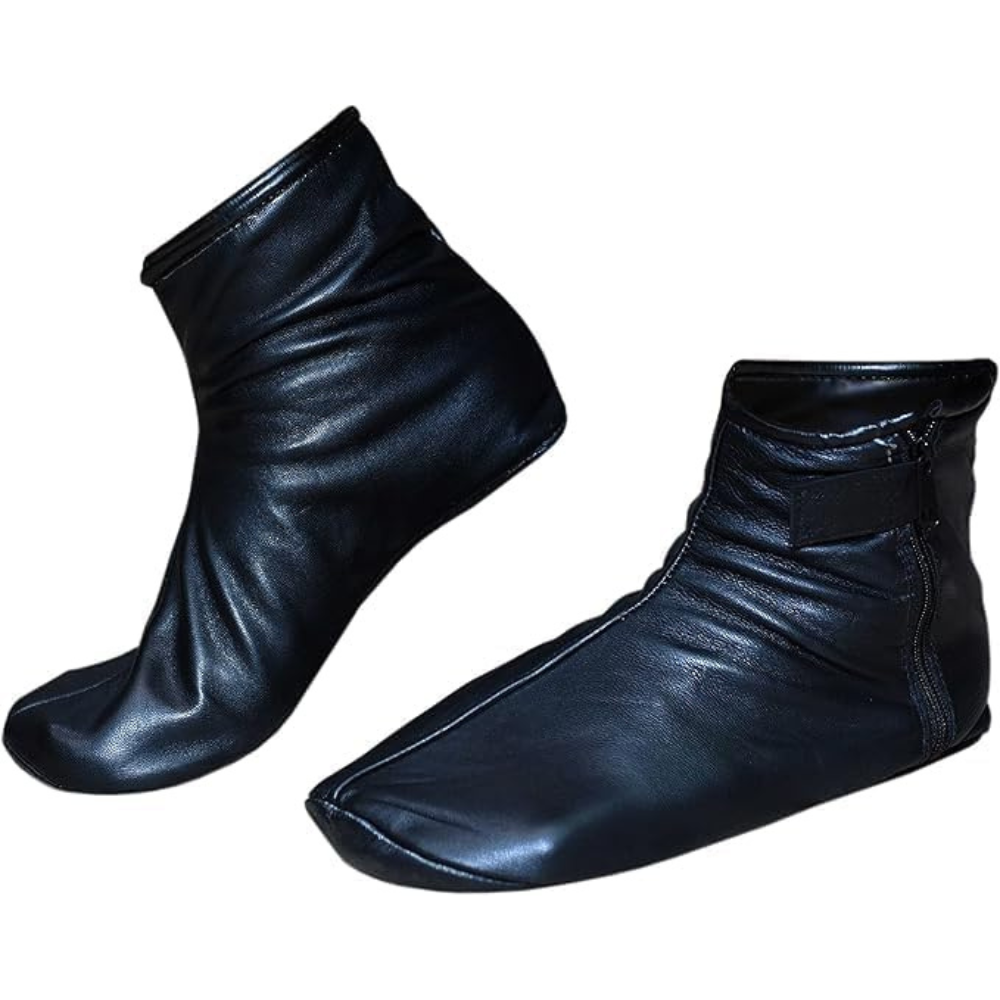 SILFUR Men & Women Black Sheep Leather Socks