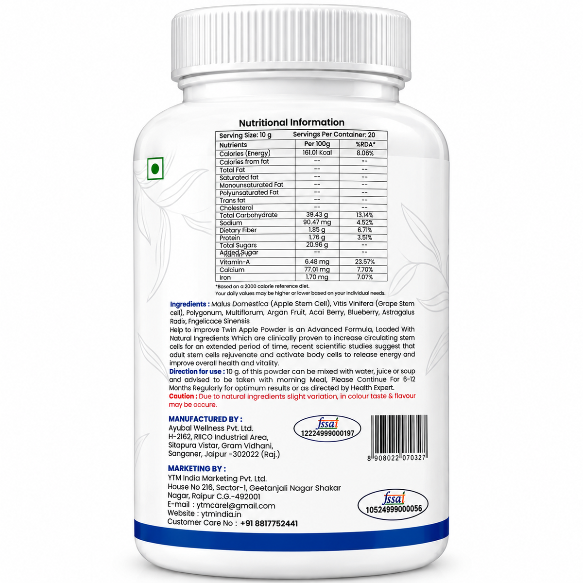 YTM Twin Apple Stem Cell Powder 200g | Health Supplement
